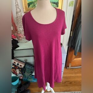 Old Navy Linen Blend Short Sleeve Dress L A-Line Magenta Classic VGUC